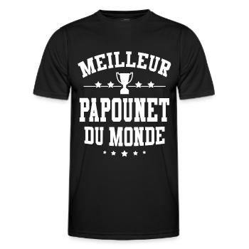 Cadeau Papounet Meilleur Papounet du Monde - T-shirt sport Homme - noir - Devant - AI Model Male 178 dark (178cm)