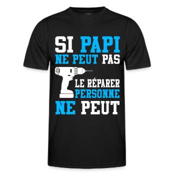 Si Papi ne peut pas le Réparer - T-shirt sport Homme - noir - Devant - AI Model Male 178 dark (178cm)
