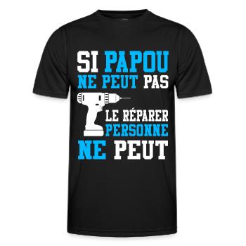 Si Papou ne peut pas le Réparer - T-shirt sport Homme - noir - Devant - AI Model Male 178 dark (178cm)