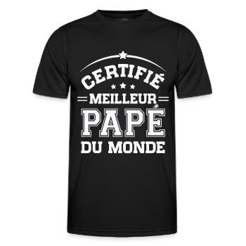 Certifié meilleur Papé du Monde Cadeau Papé - T-shirt sport Homme - noir - Devant - AI Model Male 178 dark (178cm)