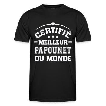 Certifié meilleur Papounet du Monde - T-shirt sport Homme - noir - Devant - AI Model Male 178 dark (178cm)