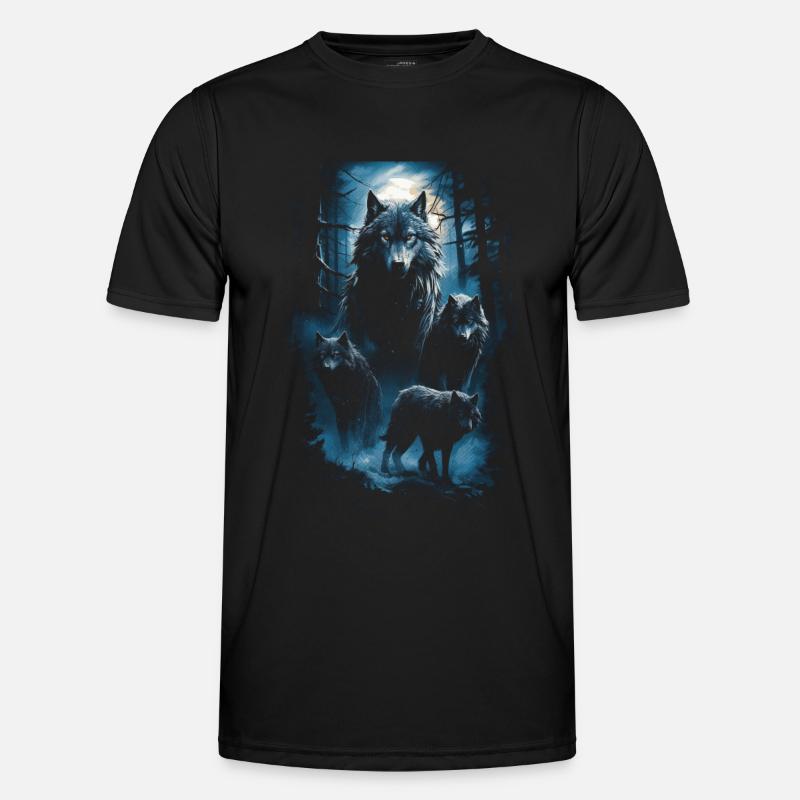 Dunkle Kunst Wolf Wald Mythisch Männer Funktions-T-Shirt