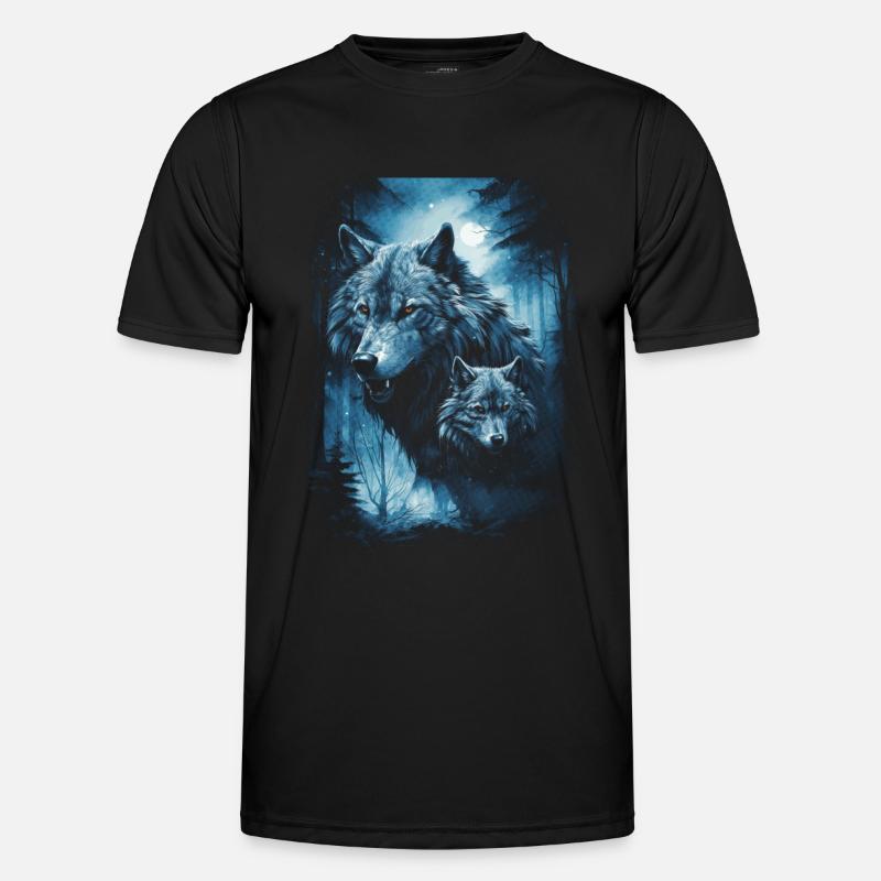 Dunkle Kunst Wolf Wald Mythisch Männer Funktions-T-Shirt
