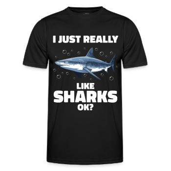 Requin, Océan, Requin tigre, Animal, Poisson - T-shirt sport Homme - noir - Devant - AI Model Male 178 dark (178cm)