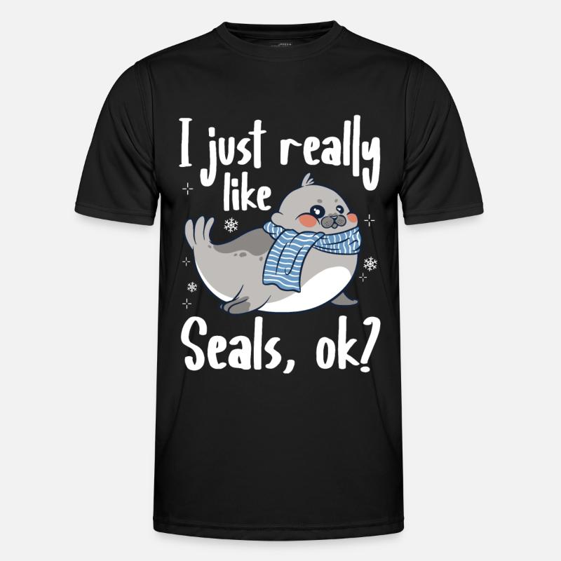 Robbe Robben Tier Seelöwe - Männer Funktions-T-Shirt - Schwarz