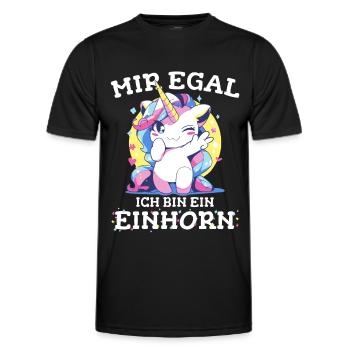 Einhorn Einhörner Fabelwesen Mystisch - Männer Funktions-T-Shirt - Schwarz - Vorne - AI Model Male 178 dark (178cm)