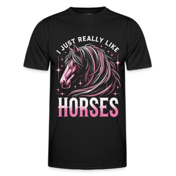 Horse Riding Horse Riding Horse Riding Jump Riding - Men's Functional T-Shirt - black - Front - AI Model Male 178 dark (178cm)