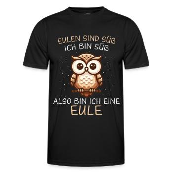 Night Owl, Owl, Owl, Bird - Men's Functional T-Shirt - black - Front - AI Model Male 178 dark (178cm)