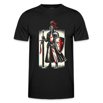Deus Vult Kreuzritter Tempelritter Mittelalter - Männer Funktions-T-Shirt - Schwarz - Vorne - AI Model Male 178 dark (178cm)