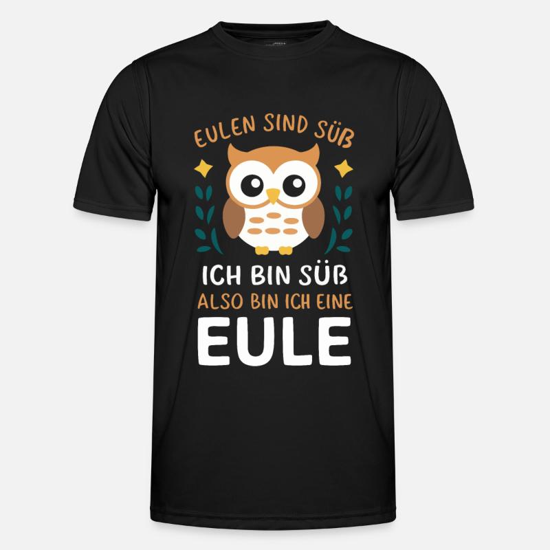 Nachteule Eule Eulen Vogel - Männer Funktions-T-Shirt - Schwarz