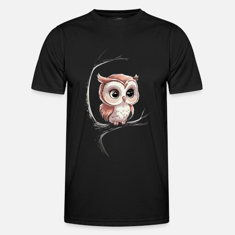 Nachteule Eule Eulen Vogel - Männer Funktions-T-Shirt - Schwarz