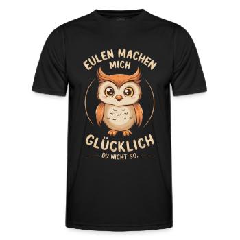 Night Owl, Owl, Owl, Bird - Men's Functional T-Shirt - black - Front - AI Model Male 178 dark (178cm)