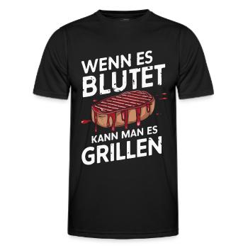 Grilling Grill BBQ Barbecue Grill Apron Grill - Men's Functional T-Shirt - black - Front - AI Model Male 178 dark (178cm)