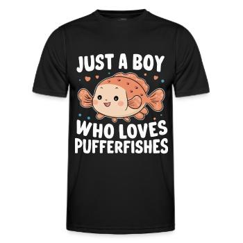 Poisson-globe, Poisson-globe, Poisson, Océan, Animal - T-shirt sport Homme - noir - Devant - AI Model Male 178 dark (178cm)