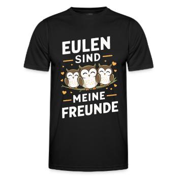 Night Owl Owl Owl Bird - Men's Functional T-Shirt - black - Front - AI Model Male 178 dark (178cm)