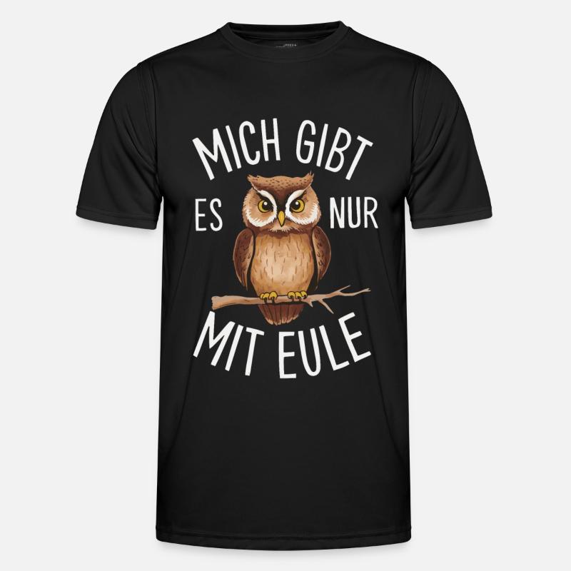 Nachteule Eule Eulen Vogel - Männer Funktions-T-Shirt - Schwarz