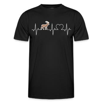 Hirsch Herzschlag Rothirsch Jagd EKG Hirsche Jäger - Männer Funktions-T-Shirt - Schwarz - Vorne - AI Model Male 178 dark (178cm)