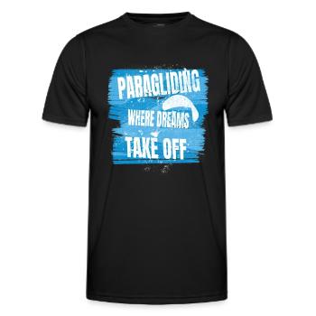 Paragliding: Where Dreams Take Off - Männer Funktions-T-Shirt - Schwarz - Vorne - AI Model Male 178 dark (178cm)