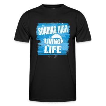 Soaring High Living Life – Paragliding Spirit - Men's Functional T-Shirt - black - Front - AI Model Male 178 dark (178cm)