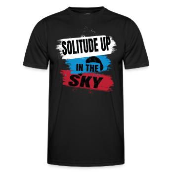 Solitude dans le ciel – Parapente - T-shirt sport Homme - noir - Devant - AI Model Male 178 dark (178cm)
