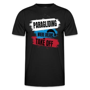 Paragliding – Where Dreams Take Off - Men's Functional T-Shirt - black - Front - AI Model Male 178 dark (178cm)