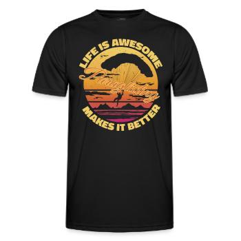 Live Is Awesome – Paragliding Makes It Better - Männer Funktions-T-Shirt - Schwarz - Vorne - AI Model Male 178 dark (178cm)
