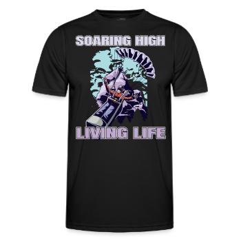 Soaring High Living Life – Paragliding Design - Men's Functional T-Shirt - black - Front - AI Model Male 178 dark (178cm)