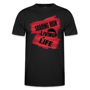 Soaring High Living Life – Paragliding Design - Men's Functional T-Shirt - black - Front - AI Model Male 178 dark (178cm)