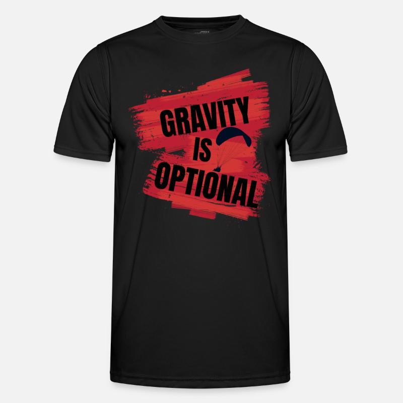 Gravity Is Optional – Paragliding Design - Men's Functional T-Shirt - black
