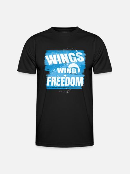 Wings Wind Freedom – Paragliding Design - Men's Functional T-Shirt - black