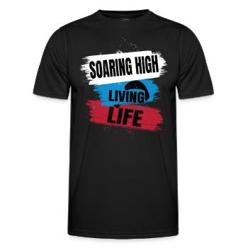 Soaring High Living Life – Paragliding Design - Men's Functional T-Shirt - black - Front - AI Model Male 178 dark (178cm)