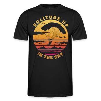 Solitude dans le ciel - Parapente Spruch - T-shirt sport Homme - noir - Devant - AI Model Male 178 dark (178cm)