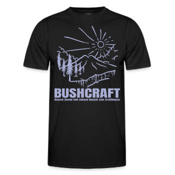 Bushcraft - Busch Genie mit Craftiness - Männer Funktions-T-Shirt - Schwarz - Vorne - AI Model Male 178 dark (178cm)