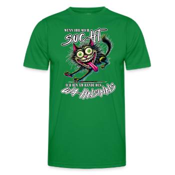Chat au bord de la folie Style BD - T-shirt sport Homme - vert - Devant - AI Model Male 178 dark (178cm)