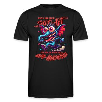 Wenn ihr mich sucht, ich bin am Rande des Wahnsinn - Männer Funktions-T-Shirt - Schwarz - Vorne - AI Model Male 178 dark (178cm)