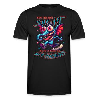 Wenn ihr mich sucht, ich bin am Rande des Wahnsinn - Männer Funktions-T-Shirt - Schwarz - Vorne - AI Model Male 178 dark (178cm)