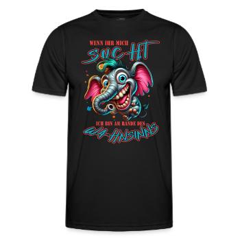 Wenn ihr mich sucht, ich bin am Rande des Wahnsinn - Männer Funktions-T-Shirt - Schwarz - Vorne - AI Model Male 178 dark (178cm)