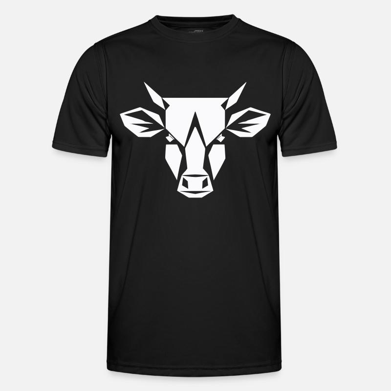 Bull Polygon - Agriculture Design - Men's Functional T-Shirt - black