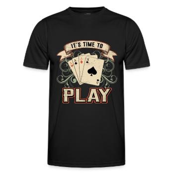 Card Game Poker Heart Card Ace of Spades Gift Idea - Men's Functional T-Shirt - black - Front - AI Model Male 178 dark (178cm)