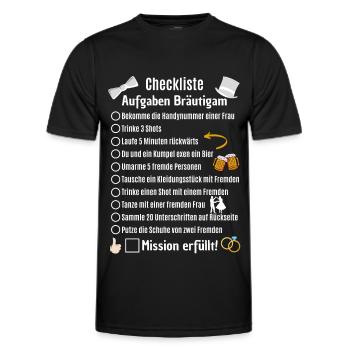 Junggesellenabschied Checkliste Junggeselle - Männer Funktions-T-Shirt - Schwarz - Vorne - AI Model Male 178 dark (178cm)