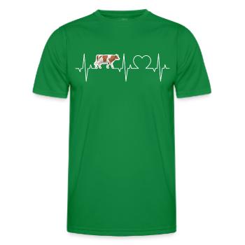 boeuf Heartbeat Vache ECG Cœur d’agriculteur Vaches Fermier - T-shirt sport Homme - vert - Devant - AI Model Male 178 dark (178cm)