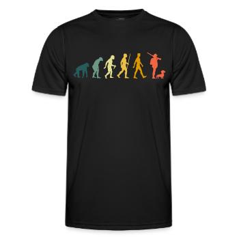 Hunter Dachshund Evolution Chasse Rétro Teckel Chien de chasse - T-shirt sport Homme - noir - Devant - AI Model Male 178 dark (178cm)