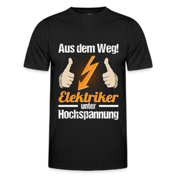 Elektriker Hochspannung - Aus dem Weg! - Männer Funktions-T-Shirt - Schwarz - Vorne - AI Model Male 178 dark (178cm)