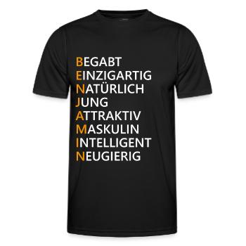Benjamin Name Geschenk - Männer Funktions-T-Shirt - Schwarz - Vorne - AI Model Male 178 dark (178cm)