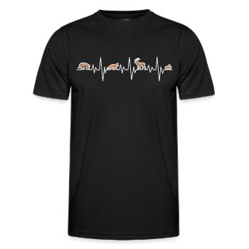 Battement de cœur Forêt Chasse ECG Chasseur Renard Cerf Lièvre - T-shirt sport Homme - noir - Devant - AI Model Male 178 dark (178cm)