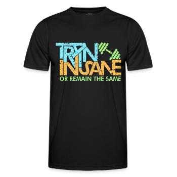 Train Insane - Fitness Krafttraining - Männer Funktions-T-Shirt - Schwarz - Vorne - AI Model Male 178 dark (178cm)
