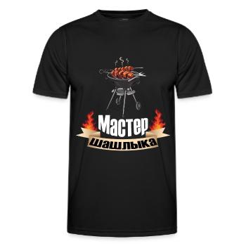 Schaschlik Meister Kyrillisch Russen Grillen - Männer Funktions-T-Shirt - Schwarz - Vorne - AI Model Male 178 dark (178cm)