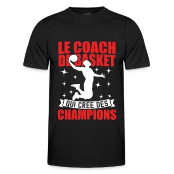Le Coach De Basket Qui Crée Des Champions - T-shirt sport Homme - noir - Devant - AI Model Male 178 dark (178cm)