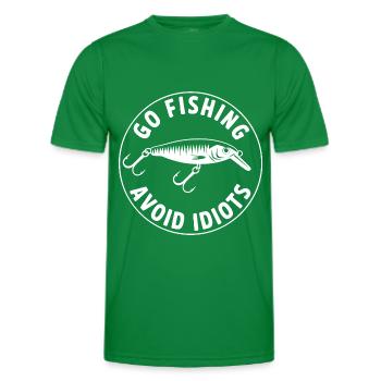 Allez pêcher, évitez les gens, reposez-vous sur l’eau. Verm - T-shirt sport Homme - vert - Devant - AI Model Male 178 dark (178cm)