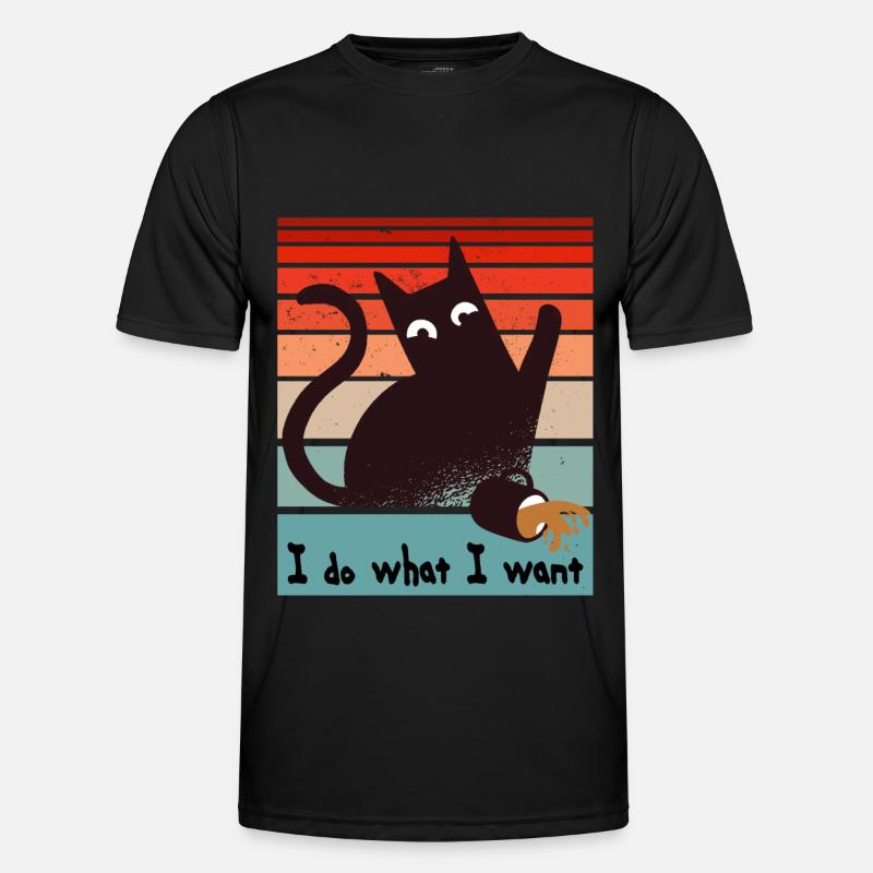 I do what I want. Funny cat spilling a coffee cup - Men's Functional T-Shirt - black